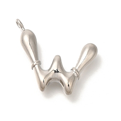 Letter W Стойки обшивки латунные подвески, без кадмия и без свинца, подвески с буквой az~z, Буква W, 22x25x5 мм, отверстие, 2 мм