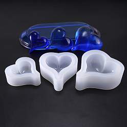 Blanco Moldes de silicona de corazón de bricolaje, moldes de resina, para la fabricación artesanal de resina uv y resina epoxi, blanco, 54x56x20 mm