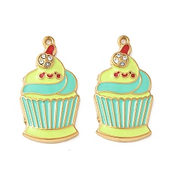 Зеленый 304 нержавеющей стальной эмали подвески, подвески-кексы со стразами, ионное покрытие (ip), золотые, зелёные, 28.5x15.5x2.5 мм, отверстие : 1.2 мм