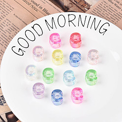 Letter C УФ-покрытие прозрачные акриловые европейские бусины, бусины с большим отверстием, разноцветные, буква С, 20.5x16.5x13.5 мм, отверстие : 6 мм