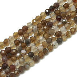 Natural Agate Natural Agate Beads Strands, Faceted, Dyed, Round, 3~3.5mm, Hole: 0.3mm, about 134pcs/strand, 14.9 inch
