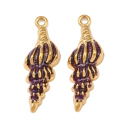 Фиолетовый 304 нержавеющей стальной эмали подвески, формы раковины, реальный 18 k позолоченный, ионное покрытие (ip), фиолетовые, 37x13.5x6 мм, отверстие : 2.5 мм