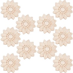 Цветок Резьба по дереву накладная аппликация поделки, неокрашенная накладка мебель украшения дома, цветок, 48~50x7.5 мм