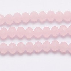 Pink Стеклянные бсуины, имитация нефрита, граненые, рондель, розовые, 3.5x2.5~3 мм, отверстие : 1 мм, около 139 шт / нитка, 14 дюйм