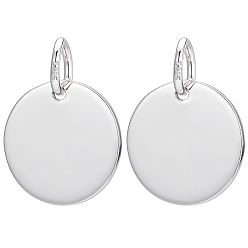 Платина Плоская круглая заготовка 925 подвески из стерлингового серебра, с прыжковых колец, ткань для полировки из замши, родий, платина, 11x1 мм, отверстие : 3.4 мм, 2 шт