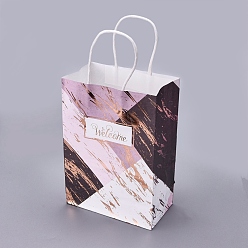 Coconut Brown Rectangle Kraft Paper Bags with Handle, Shopping Bag, Merchandise Bag, Gift, Party Bag, Coconut Brown, 15x21x8cm