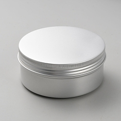 Platinum Round Aluminium Tin Cans, Aluminium Jar with Screw Lid, Storage Containers for Cosmetic, Platinum, 8.3cm, Capacity: 150ml(5.07fl. oz)