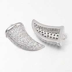 Платина Итальянские рог латунь микро проложить кубических прелести циркония, платина, 16x9x4 мм, отверстие : 1 мм