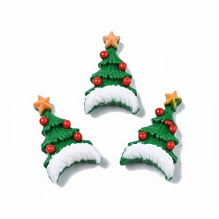 Green Opaque Resin Cabochons, Christmas Tree, Green, 34.5x20x9mm