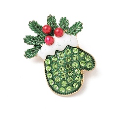 Другие Рождественская брошь из сплава со стразами для рюкзака, перчатка, 34.5x28 мм