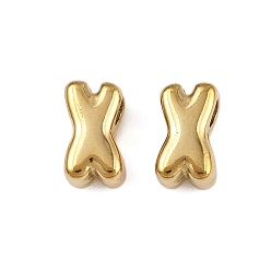 Letter X 304 прелести нержавеющей стали, буквы, ионное покрытие (ip), реальный 18 k позолоченный, Письмо X, 7.5x4.5x3.5 мм, отверстие : 1.8 мм