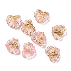 Бледно-фиолетовый Красный Металлизированный прозрачные акриловые шарики, золотой металл обвитыми, лист, бледно-фиолетовый красный, 10.5x13x4.5 мм, отверстие : 1.8 мм, Около 1180 шт / 500 г