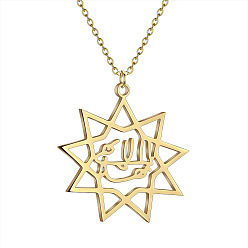 Звезда 304 подвески из нержавеющей стали с лазерной резкой, золотые, звезда, 15.75 дюйм (40 см), Кулон : 18x19 мм