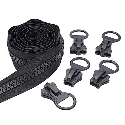 Black Nylon Closed-end Zipper and Resin Zipper Sliders Zipper Head, Black, 80x37mm
