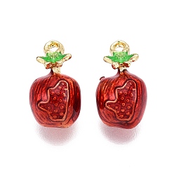 Pomegranate Подвески из эмали и сплава, без кадмия, без никеля и без свинца, золотой свет, стойки покрытие, гранат, 17x9.5x9.5 мм, отверстие : 1.6 мм