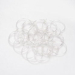 Silver Brass Hoop Earrings, Ring, Silver, 34x30x0.5mm, 24 Gauge, about 1000pcs/bag