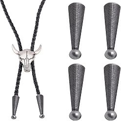 Платина 4шт. наконечники шнура из цинкового сплава, Торцевые крышки, конус, античное серебро, 30x7 мм, внутренний диаметр: 4 мм