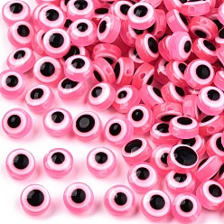 Фламинго Бусины из cмолы, плоско-круглые, злые глаза, фламинго, 6x4 мм, отверстие : 1.5 мм