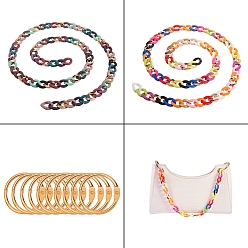 Mixed Color DIY Bracelet Making Kit, Including Handmade Opaque Spray Painted Acrylic & CCB Plastic Chain, Iron Hinged Ring, Mixed Color, Chain: 2 Strand/set