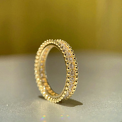 Золотой Кольца из сплава для женщин, с кубического циркония, золотые, размер США 6 (16.5 мм)