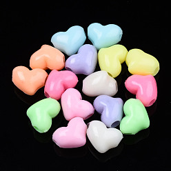 Mixed Color Opaque Acrylic Beads, Heart, Mixed Color, 11.5x9x8mm, Hole: 3mm, about 1400pcs/500g