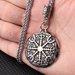 Argent Antique Colliers pendentifs boussole viking vintage en acier inoxydable pour hommes, argent antique, 304 pouce (23.62 cm)