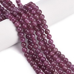 Grade AA Натуральные рубиновые бисерные пряди, круглые, класс АА, 5 мм, отверстие : 0.8 мм, около 77 шт / нитка, 15.91 дюйм (40.4 см)