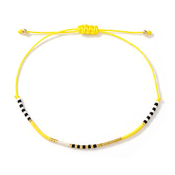 Желтый Богемные стеклянные бисерные плетеные браслеты, украшения из полиэстеровой нити, плетеные для женщин, желтые, 11.02 дюйм (28 см)