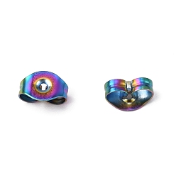 Rainbow Color Rainbow Color 304 Stainless Steel Ear Nuts, 6x4.5x3mm, Hole: 0.8mm