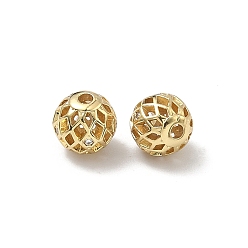 Настоящее золото 18K Латунные микропаве из прозрачного кубического циркония, без кадмия и без свинца, стойки покрытие, долговечный, полый круглый, реальный 18 k позолоченный, 8 мм, отверстие : 1.5 мм