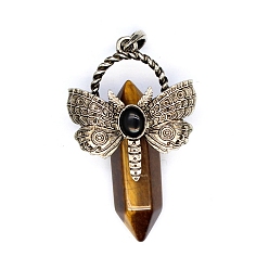 Тигровый глаз Природных тигровый глаз подвески, пуля с крылом, 25x16x7 мм