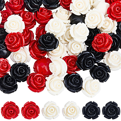 Mixed Color 60Pcs 3 Colors Synthetic Coral Carved Beads, Dyed, Flower, Mixed Color, 11.5x11.5x8.5mm, Hole: 1.2mm, 20pcs/color