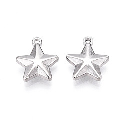 Нержавеющая Сталь Цвет 304 прелести нержавеющей стали, звезда очарование, анти-тускнение, цвет нержавеющей стали, 15x13x3.5 мм, отверстие : 1.2~1.5 мм