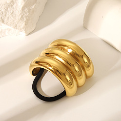 Настоящее золото 18K Стильная резинка для волос из нержавеющей стали для женщин, арка, реальный 18 k позолоченный, 53.6x41.4 мм