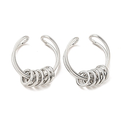 Платина Латунные вращающиеся кольца, открытая манжета, кольцо, без кадмия, без никеля и без свинца, кольца для снятия стресса и тревоги, платина, размер США 6 3/4 (17.1 мм)