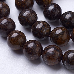 Bronzite Natural Bronzite Beads Strands, Round, 8mm, Hole: 1mm, about 47pcs/strand, 15.6 inch