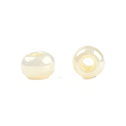 Lemon Chiffon Glass Seed Beads, Ceylon, Round, Lemon Chiffon, 4mm, Hole: 1.5mm, about 4500pcs/pound