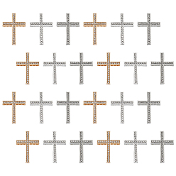 (52) Непрозрачная лаванда 24шт 3 цветной сплав подвески со стразами, крестик, разноцветные, 34.5x25x4.5 мм, отверстие : 2.2 мм, 8 шт / цвет