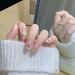 Pink Рождественские снежинки узор пластиковые накладные ногти типсы, пресс с полным покрытием на накладных ногтях, нейл-арт съемный маникюр, аксессуары для украшения ногтей для практики маникюра, розовые, нет размера