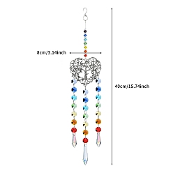 Разноцветный Сердце из сплава с подвесными украшениями «Древо жизни», конусные стеклянные подвески для украшения дома и улицы, красочный, 340 мм