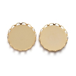 Золотой 304 Настройки нержавеющей стали кабошон, кружева края ободок чашки, плоско-круглые, золотые, лоток : 18 мм, 19x3 мм