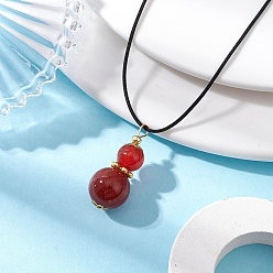 Красный Агат Ожерелья из натурального сердолика (окрашенного и нагретого) в форме тыквы, ожерелья из полиэфирного шнура для женщин, С результатами сплава и латуни и железа, золотые, 18.31 дюйм (46.5 см)