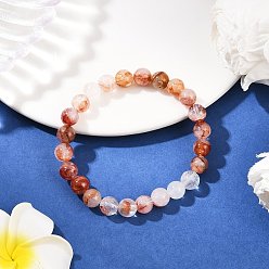 Красный Кварц Браслеты из натуральных круглых бусин красного гематоидного кварца для мужчин и женщин, внутренний диаметр: 2-1/8 дюйм (5.5 см)