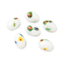 Белый Стекло ручной работы тысячецветник бисера, случайный образец, рис, белые, 15.5x10.5 мм, отверстие : 1.6 мм