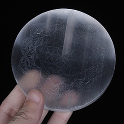 Цветок Зарядная пластина из натурального селенита, Украшения из целебных камней для украшения стола в домашнем офисе, цветок, 100 мм