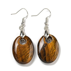 Тигровый глаз Серьги-подвески из латуни с овальным покрытием, с v, без кадмия и без свинца, 51x18 мм