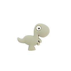 Dark Khaki Food Grade Silicone Focal Beads, Dinosaur, Dark Khaki, 27x31mm