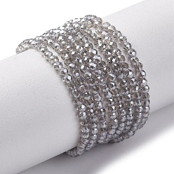 Светлый Стально-синий Стеклянные бусины с гальваническим покрытием , нити круглых бусин, гальваническое покрытие, граненые, светло-стальной синий, 2 мм, отверстие : 0.6 мм, около 184~193 шт / нитка, 13.86~14.02'' (35.2~35.6 см)