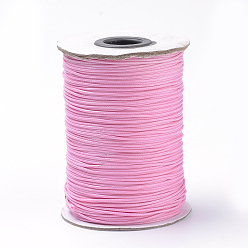 Бледно-Розовый Плетеные корейские вощеные полиэфирные шнуры, розовый жемчуг, 5 мм, около 32.8 ярдов (30 м) / рулон