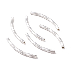 Silver 925 Sterling Silver Tube Beads, Curved Tube, Twist Square, Silver, 30x2x2mm, Hole: 1.2mm, about 17pcs/10g